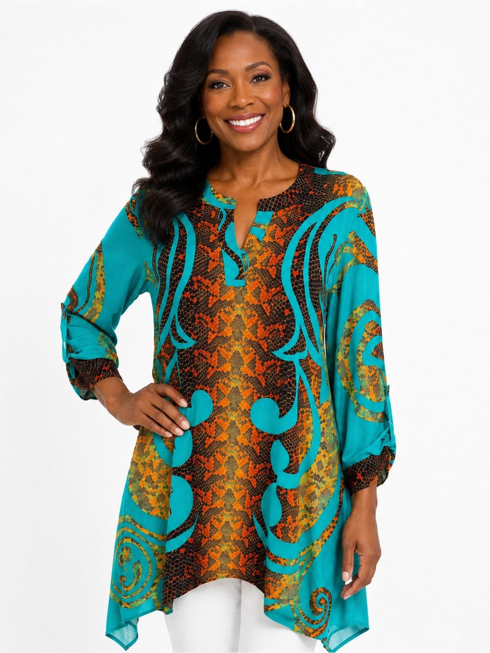 Mesmerize Asymmetrical Printed Boho Tunic – Size XL